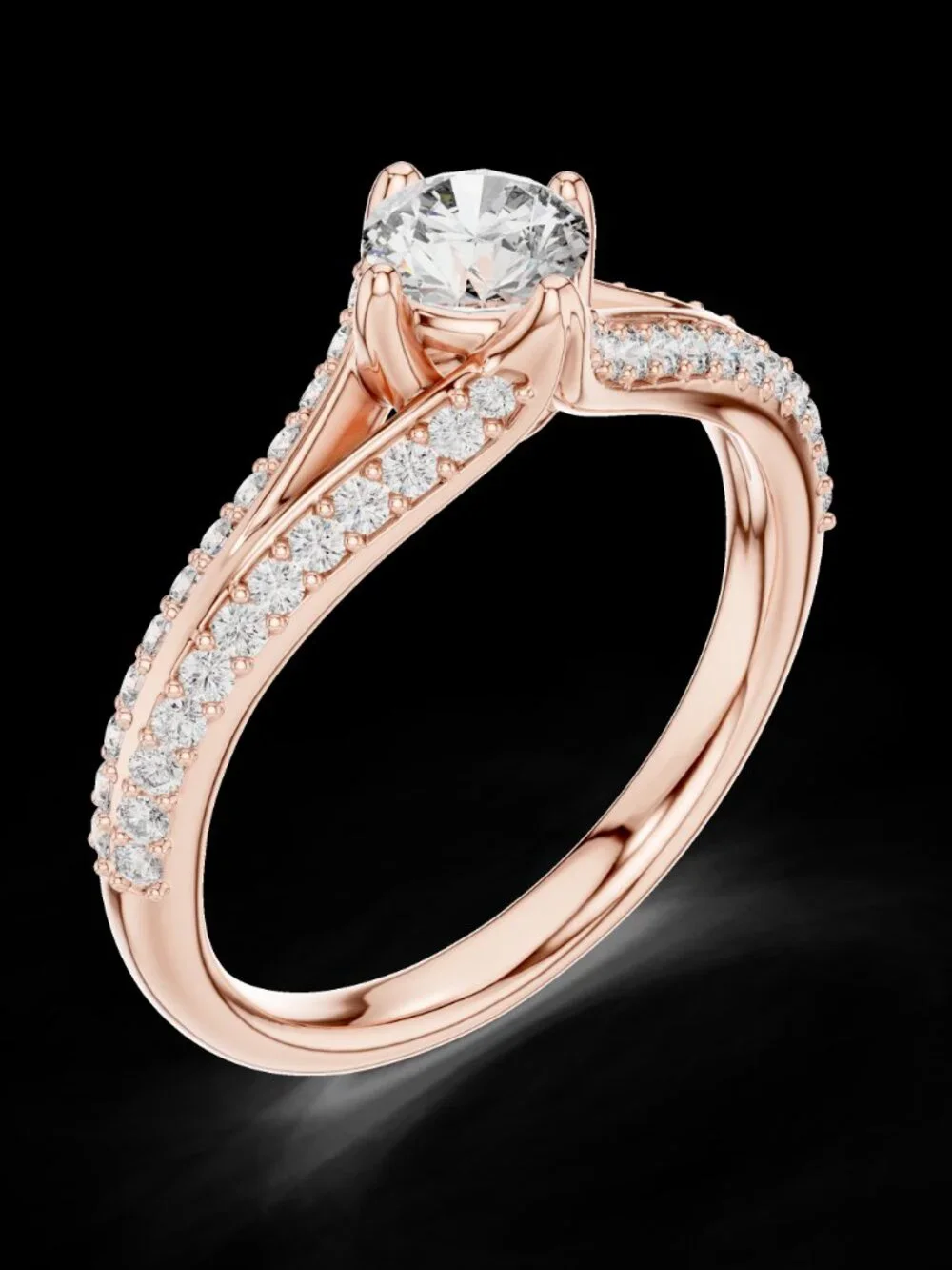 3ct Round Cut Lab Diamond Engagement Ring Split Shank Wedding Band Set IGI Cert